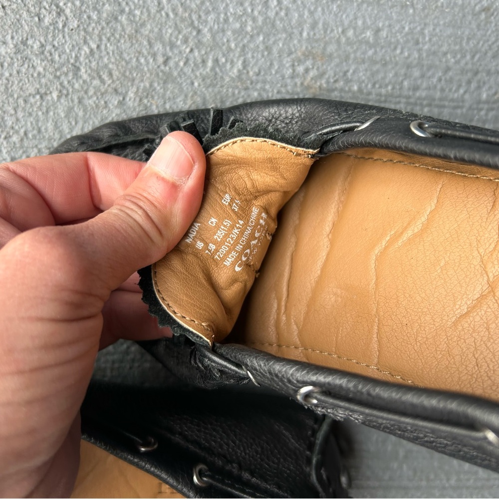 Coach Black Pebbled Leather Tassel Moccasins - Picture 7 of 10